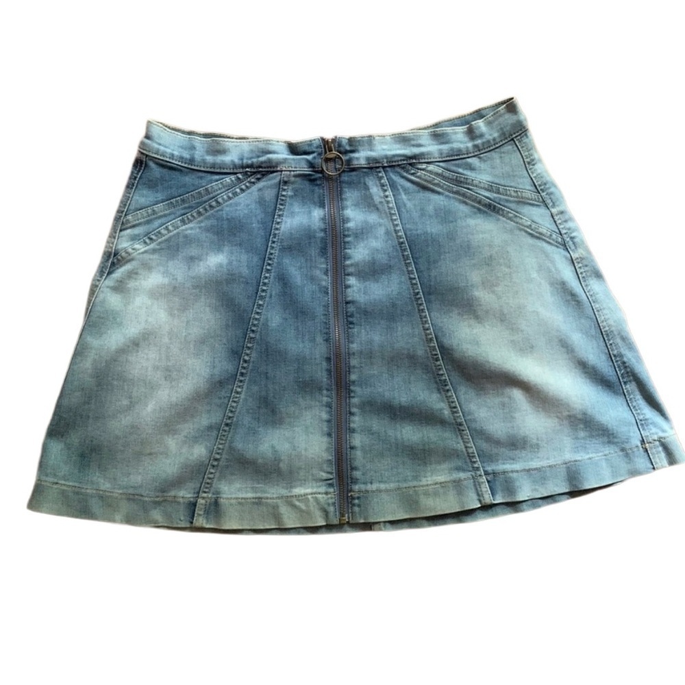 Buffalo David Bitton Light Blue A-Line Skirt Size 30 Full Zip Skater Skirt